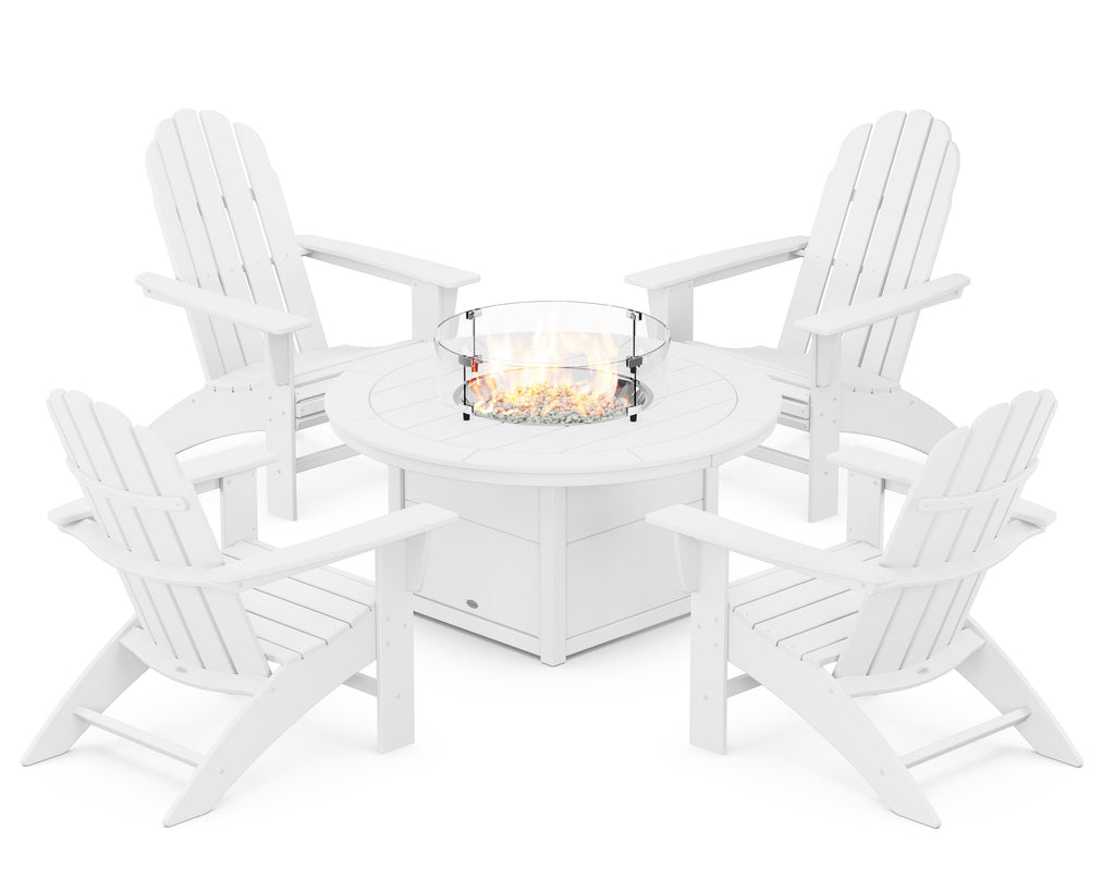 Vineyard Curveback Adirondack 5-Piece Conversation Set with Fire Pit Table